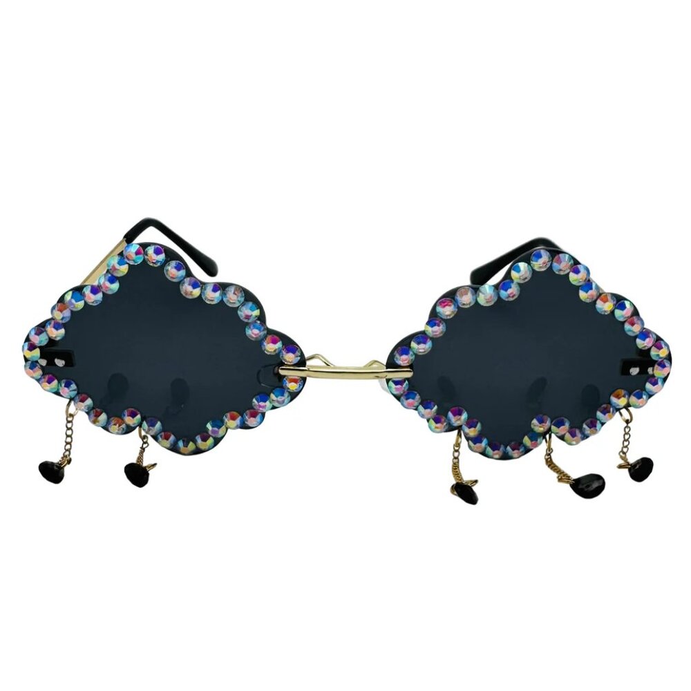 7034 | Black Cloud Sunglasses with Raindrop Accents